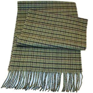 Scarf Plaid Fringed Green-Brown Winter Wear Cold Weather Unisex